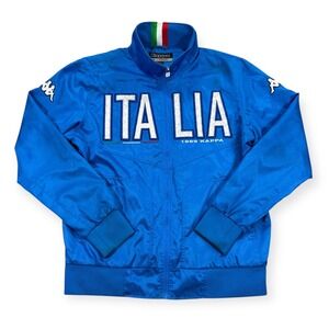 Vintage Kappa Italia Jacket Big Logo Men's XL Blue Full Zip Soccer Embroidery